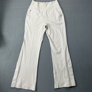 ATHLETA Venice Abalone Ivory High Rise Flared Split Hem Pants, Size Small